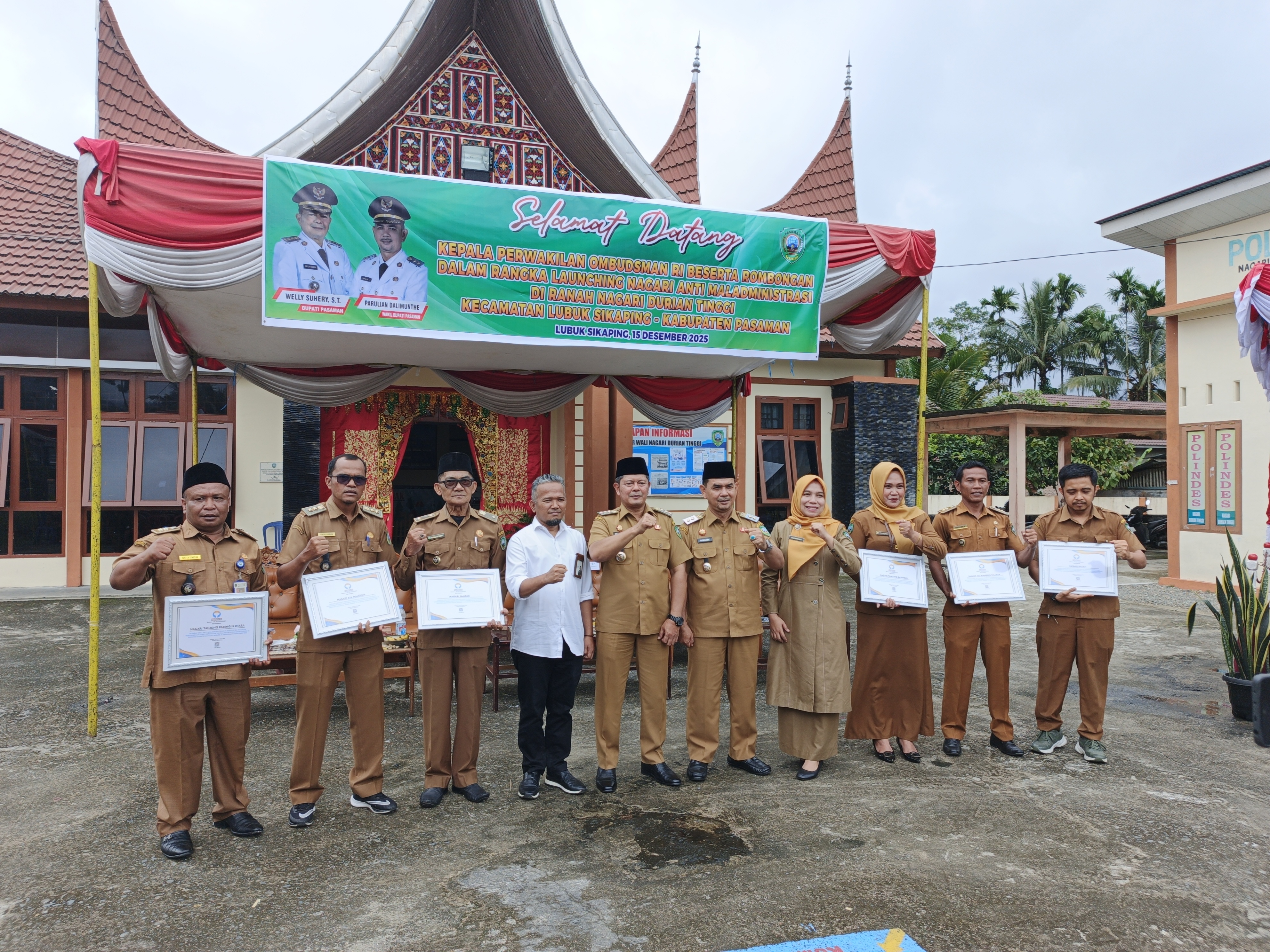 Pelayanan Cepat dan Gratis Jadi Jaminan: Nagari Durian Tinggi Dikukuhkan Ombudsman RI sebagai Role Model Anti Maladministrasi